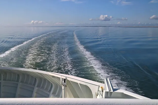 sea, north sea, boat trip, ferry, boat tail, blue sky, clouds, water, waves, track, horizon, coast, nature, atmospheric, ferry, ferry, ferry, ferry, ferry
