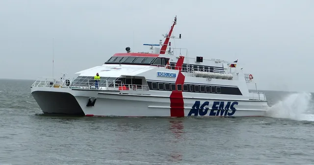 catamaran, speedboat, motor catamaran, planing hulls, passenger transport, ferry, north sea. Cape May Lewes ferry walk-on fares for fall 2026: adult, senior and round trip
