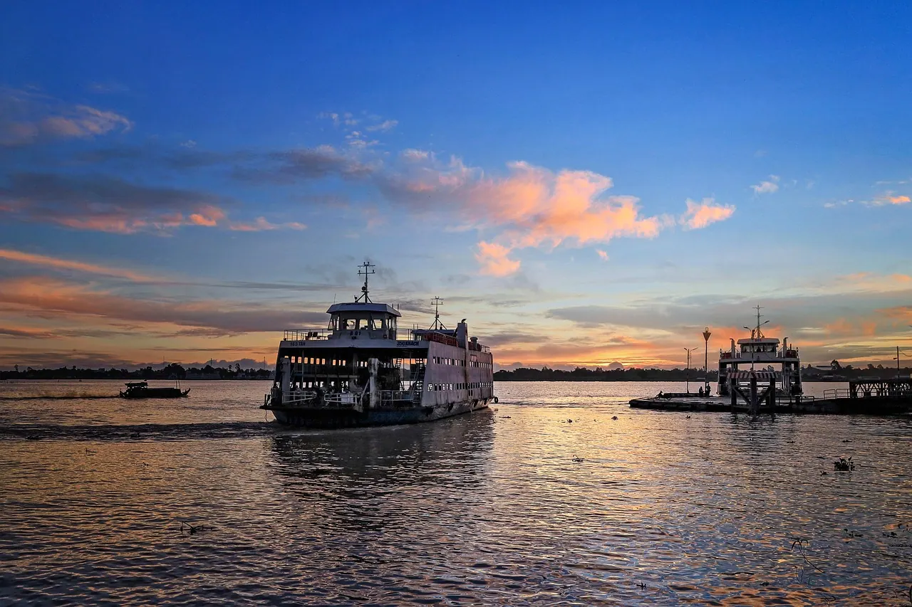 ferry, nature, river, travel, sunrise, port, cruise, ship, boat, transport, transportation, water, harbor