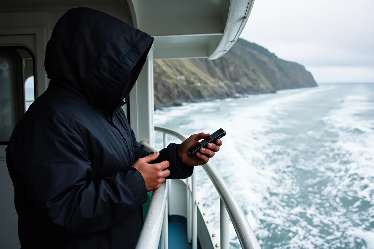 Ferry passenger in rain gear at the rail in tidal spray (Two days on the water that reveal what your gear cannot do)