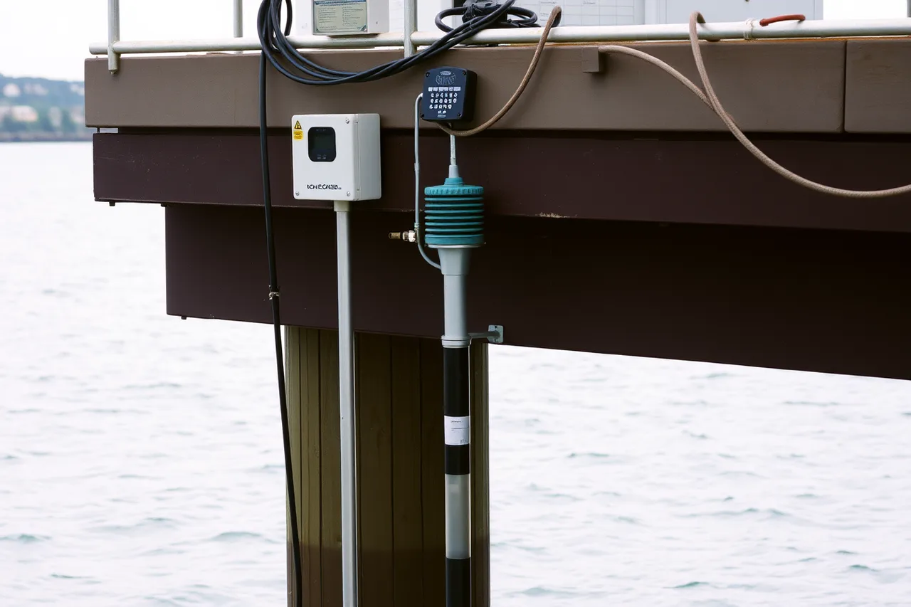 NOAA tide station sounding tube and recorder housing on a pier (5 things to weigh up on accessible boat tours)
